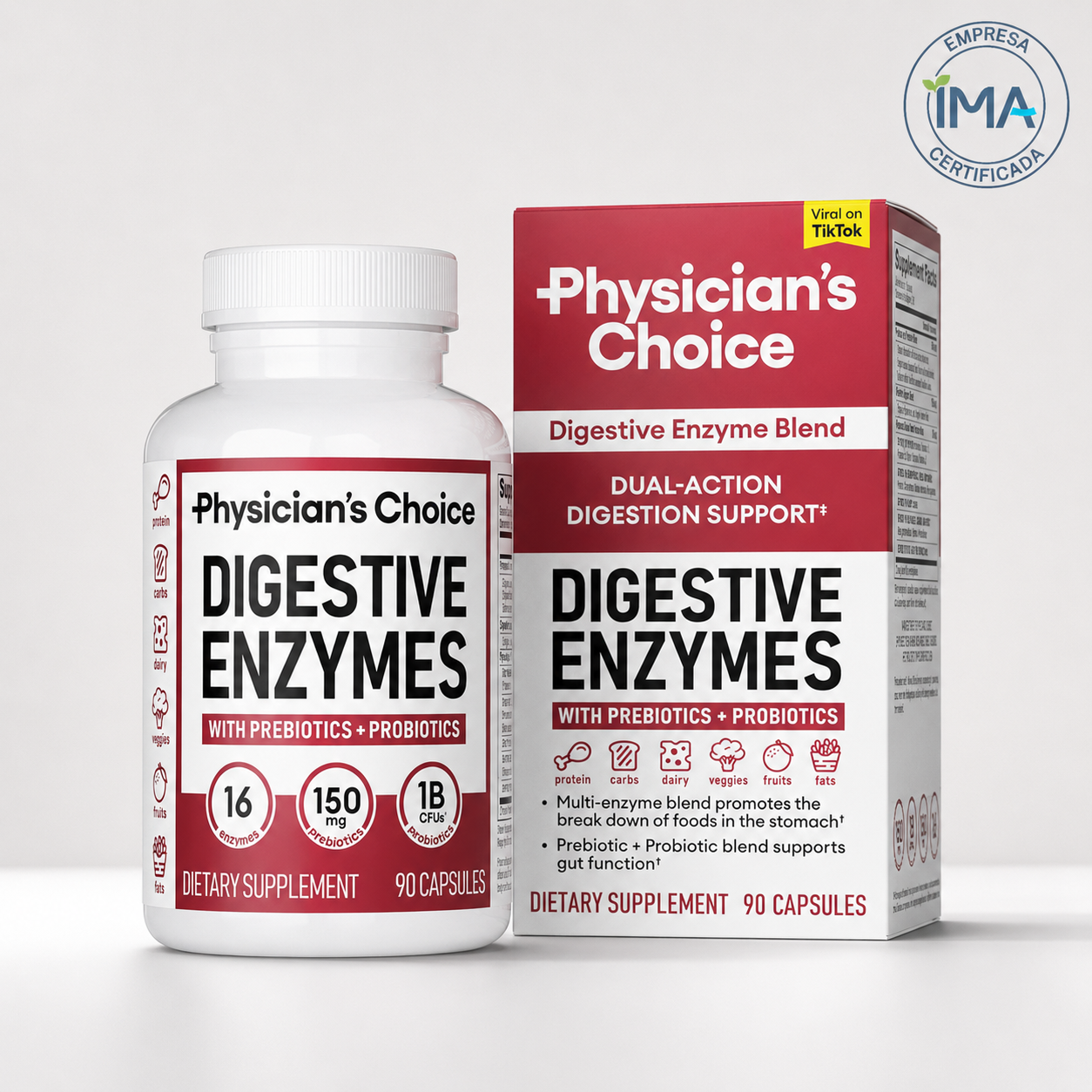 Physician's Choice Digestive Enzymes — cápsulas para apoyar la digestión